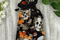 Floral Skull Tarot Bag/ Custom Tarot Pouch/ Keepsake Bag / Drawstring Bag / Oracle Bag / Crystal Bag / Tarot Pouch / Cosmetic Bag