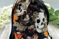 Floral Skull Tarot Bag/ Custom Tarot Pouch/ Keepsake Bag / Drawstring Bag / Oracle Bag / Crystal Bag / Tarot Pouch / Cosmetic Bag