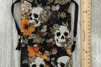 Floral Skull Tarot Bag/ Custom Tarot Pouch/ Keepsake Bag / Drawstring Bag / Oracle Bag / Crystal Bag / Tarot Pouch / Cosmetic Bag