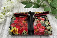 Reversible Silk Lined Tarot Wrap/ Poinsettia Tarot Wrap / Tarot Supplies / Tarot Deck Storage / Tarot Cloth / Tarot Supplies / Altar
