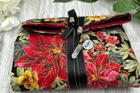 Reversible Silk Lined Tarot Wrap/ Poinsettia Tarot Wrap / Tarot Supplies / Tarot Deck Storage / Tarot Cloth / Tarot Supplies / Altar