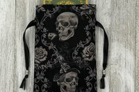 Witchy Skull Tarot Bag/ Custom Tarot Pouch/ Keepsake Bag / Drawstring Bag / Oracle Bag / Crystal Bag / Tarot Pouch / Cosmetic Bag