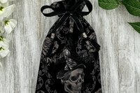 Witchy Skull Tarot Bag/ Custom Tarot Pouch/ Keepsake Bag / Drawstring Bag / Oracle Bag / Crystal Bag / Tarot Pouch / Cosmetic Bag