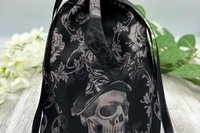 Witchy Skull Tarot Bag/ Custom Tarot Pouch/ Keepsake Bag / Drawstring Bag / Oracle Bag / Crystal Bag / Tarot Pouch / Cosmetic Bag