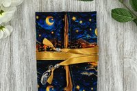 Reversible Silk Lined Tarot Wrap/ Moon Scene Tarot Wrap / Tarot Supplies / Tarot Deck Storage / Tarot Cloth / Tarot Supplies / Altar