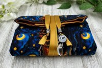 Reversible Silk Lined Tarot Wrap/ Moon Scene Tarot Wrap / Tarot Supplies / Tarot Deck Storage / Tarot Cloth / Tarot Supplies / Altar