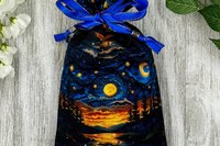 Moon Scene Tarot Bag/ Custom Tarot Pouch/ Keepsake Bag / Drawstring Bag / Oracle Bag / Crystal Bag / Tarot Pouch / Cosmetic Bag