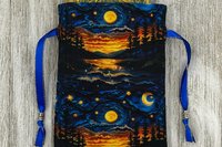 Moon Scene Tarot Bag/ Custom Tarot Pouch/ Keepsake Bag / Drawstring Bag / Oracle Bag / Crystal Bag / Tarot Pouch / Cosmetic Bag