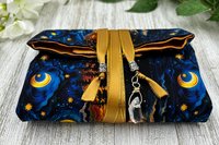 Reversible Silk Lined Tarot Wrap/ Moon Scene Tarot Wrap / Tarot Supplies / Tarot Deck Storage / Tarot Cloth / Tarot Supplies / Altar