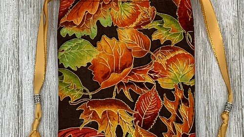 Fall Leaves Tarot Bag/ Custom Tarot Pouch/ Keepsake Bag / Drawstring Bag / Oracle Bag / Crystal Bag / Tarot Pouch / Cosmetic Bag