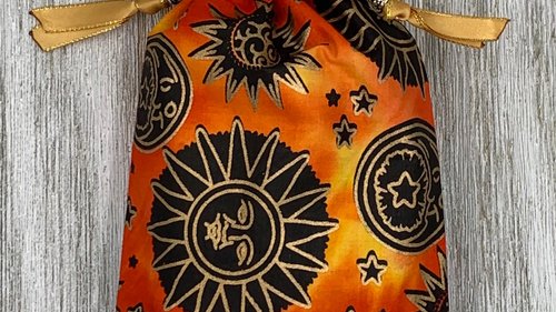 Sun Moon Stars Tarot Bag/ Custom Tarot Pouch/ Keepsake Bag / Drawstring Bag / Oracle Bag / Crystal Bag / Tarot Pouch / Cosmetic Bag