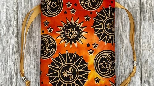 Sun Moon Stars Tarot Bag/ Custom Tarot Pouch/ Keepsake Bag / Drawstring Bag / Oracle Bag / Crystal Bag / Tarot Pouch / Cosmetic Bag