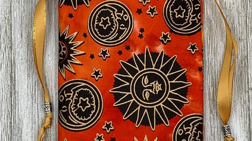 Sun Moon Stars Tarot Bag/ Custom Tarot Pouch/ Keepsake Bag / Drawstring Bag / Oracle Bag / Crystal Bag / Tarot Pouch / Cosmetic Bag