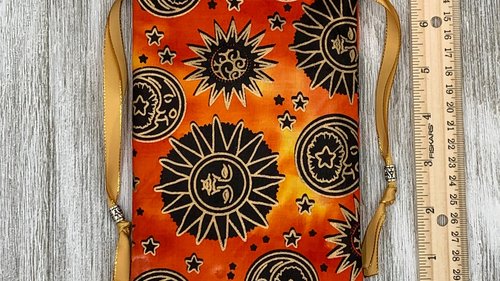Sun Moon Stars Tarot Bag/ Custom Tarot Pouch/ Keepsake Bag / Drawstring Bag / Oracle Bag / Crystal Bag / Tarot Pouch / Cosmetic Bag