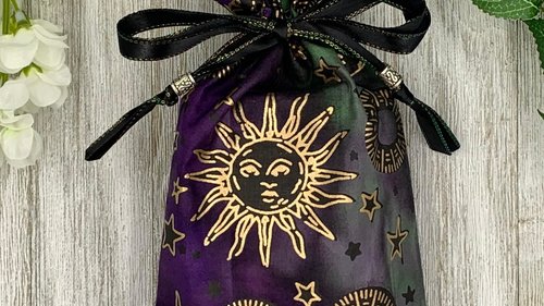 Stars Sun Moon Tarot Bag/ Custom Tarot Pouch/ Keepsake Bag / Drawstring Bag / Oracle Bag / Crystal Bag / Tarot Pouch / Cosmetic Bag