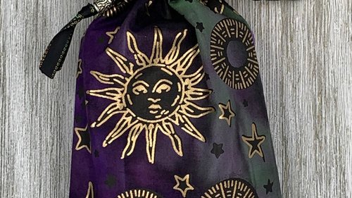 Stars Sun Moon Tarot Bag/ Custom Tarot Pouch/ Keepsake Bag / Drawstring Bag / Oracle Bag / Crystal Bag / Tarot Pouch / Cosmetic Bag