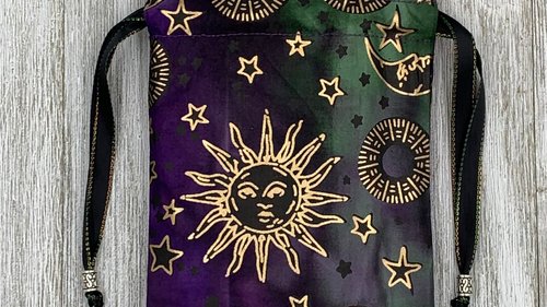 Stars Sun Moon Tarot Bag/ Custom Tarot Pouch/ Keepsake Bag / Drawstring Bag / Oracle Bag / Crystal Bag / Tarot Pouch / Cosmetic Bag