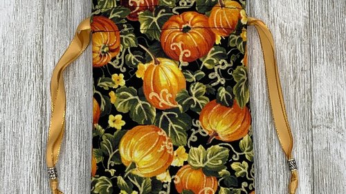 Pumpkin Tarot Bag/ Custom Tarot Pouch/ Keepsake Bag / Drawstring Bag / Oracle Bag / Crystal Bag / Tarot Pouch / Cosmetic Bag