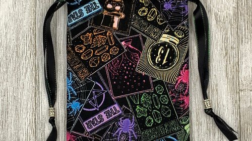 Card Design Tarot Bag/ Custom Tarot Pouch/ Keepsake Bag / Drawstring Bag / Oracle Bag / Crystal Bag / Tarot Pouch / Cosmetic Bag