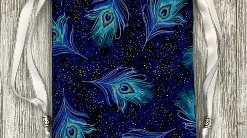 Peacock Feathers Tarot Bag/ Custom Tarot Pouch/ Keepsake Bag / Drawstring Bag / Oracle Bag / Crystal Bag / Tarot Pouch / Cosmetic Bag