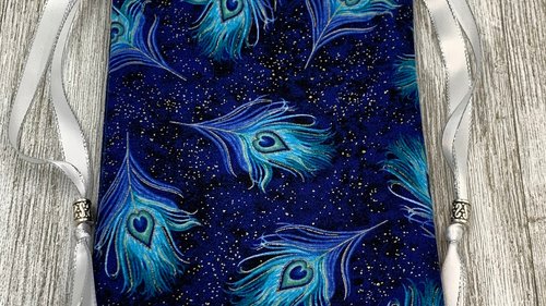 Peacock Feathers Tarot Bag/ Custom Tarot Pouch/ Keepsake Bag / Drawstring Bag / Oracle Bag / Crystal Bag / Tarot Pouch / Cosmetic Bag