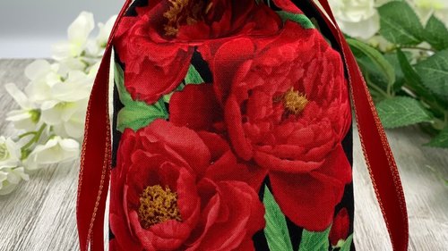 Red Floral Tarot Bag/ Custom Tarot Pouch/ Keepsake Bag / Drawstring Bag / Oracle Bag / Crystal Bag / Tarot Pouch / Cosmetic Bag