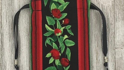 Floral Border Tarot Bag/ Custom Tarot Bag/ Keepsake Bag / Drawstring Bag / Oracle Bag / Crystal Bag / Gift Bag / Tarot Pouch