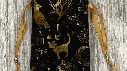 Witchy Tarot Bag/ Custom Tarot Pouch/ Keepsake Bag / Drawstring Bag / Oracle Bag / Crystal Bag / Tarot Pouch / Cosmetic Bag