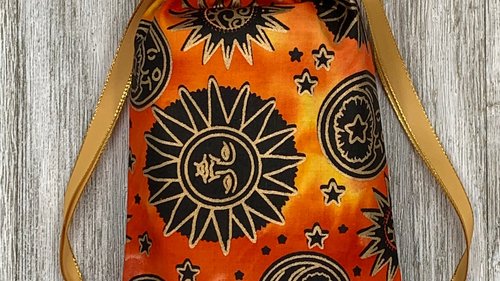 Sun Moon Stars Tarot Bag/ Custom Tarot Pouch/ Keepsake Bag / Drawstring Bag / Oracle Bag / Crystal Bag / Tarot Pouch / Cosmetic Bag