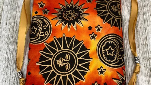 Sun Moon Stars Tarot Bag/ Custom Tarot Pouch/ Keepsake Bag / Drawstring Bag / Oracle Bag / Crystal Bag / Tarot Pouch / Cosmetic Bag