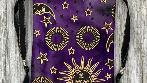 Stars Sun Moon Tarot Bag/ Custom Tarot Pouch/ Keepsake Bag / Drawstring Bag / Oracle Bag / Crystal Bag / Tarot Pouch / Cosmetic Bag