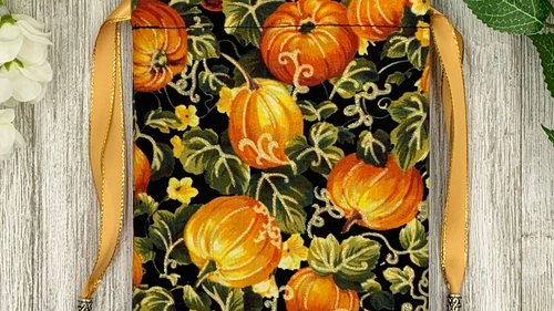 Pumpkin Tarot Bag/ Custom Tarot Pouch/ Keepsake Bag / Drawstring Bag / Oracle Bag / Crystal Bag / Tarot Pouch / Cosmetic Bag