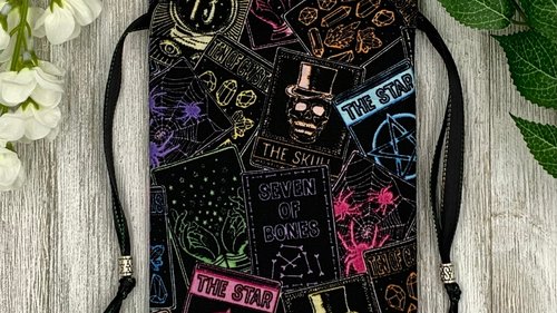 Card Design Tarot Bag/ Custom Tarot Pouch/ Keepsake Bag / Drawstring Bag / Oracle Bag / Crystal Bag / Tarot Pouch / Cosmetic Bag