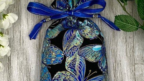Butterfly Tarot Bag/ Custom Tarot Pouch/ Keepsake Bag / Drawstring Bag / Oracle Bag / Crystal Bag / Tarot Pouch / Cosmetic Bag