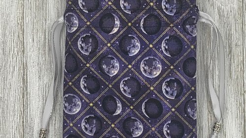 Moon Phase Tarot Bag/ Custom Tarot Pouch/ Keepsake Bag / Drawstring Bag / Oracle Bag / Crystal Bag / Tarot Pouch / Cosmetic Bag