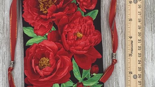 Red Floral Tarot Bag/ Custom Tarot Pouch/ Keepsake Bag / Drawstring Bag / Oracle Bag / Crystal Bag / Tarot Pouch / Cosmetic Bag