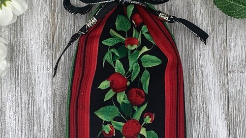 Floral Border Tarot Bag/ Custom Tarot Bag/ Keepsake Bag / Drawstring Bag / Oracle Bag / Crystal Bag / Gift Bag / Tarot Pouch