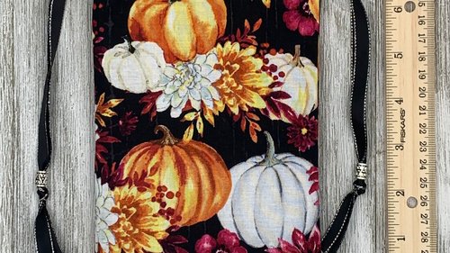 Pumpkin Floral Bag/ Custom Tarot Pouch/ Keepsake Bag / Drawstring Bag / Oracle Bag / Crystal Bag / Tarot Pouch / Cosmetic Bag
