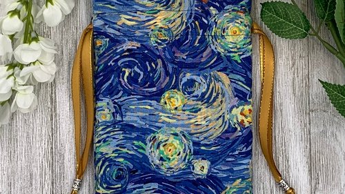 Starry Night Inspired Tarot Bag/ Custom Tarot Pouch/ Keepsake Bag / Drawstring Bag / Oracle Bag / Crystal Bag / Tarot Pouch / Cosmetic Bag
