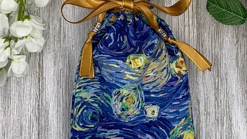 Starry Night Inspired Tarot Bag/ Custom Tarot Pouch/ Keepsake Bag / Drawstring Bag / Oracle Bag / Crystal Bag / Tarot Pouch / Cosmetic Bag