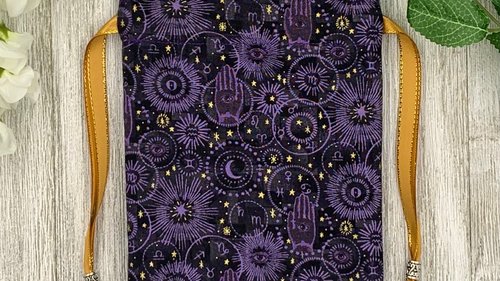 Witchy Zodiac Hamsa Tarot Bag/ Custom Tarot Pouch/ Keepsake Bag / Drawstring Bag / Oracle Bag / Crystal Bag / Tarot Pouch / Cosmetic Bag