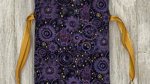 Witchy Zodiac Hamsa Tarot Bag/ Custom Tarot Pouch/ Keepsake Bag / Drawstring Bag / Oracle Bag / Crystal Bag / Tarot Pouch / Cosmetic Bag