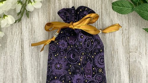 Witchy Zodiac Hamsa Tarot Bag/ Custom Tarot Pouch/ Keepsake Bag / Drawstring Bag / Oracle Bag / Crystal Bag / Tarot Pouch / Cosmetic Bag