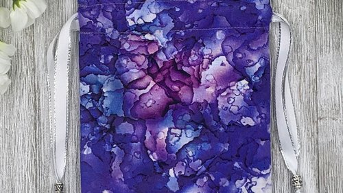 Purple Water Spot Tarot Bag/ Custom Tarot Pouch/ Keepsake Bag / Drawstring Bag / Oracle Bag / Crystal Bag / Tarot Pouch / Cosmetic Bag