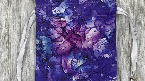 Purple Water Spot Tarot Bag/ Custom Tarot Pouch/ Keepsake Bag / Drawstring Bag / Oracle Bag / Crystal Bag / Tarot Pouch / Cosmetic Bag