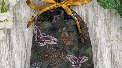 Moths Tarot Bag/ Custom Tarot Pouch/ Keepsake Bag / Drawstring Bag / Oracle Bag / Crystal Bag / Tarot Pouch / Cosmetic Bag