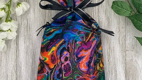 Oil Spill Tarot Bag/ Custom Tarot Pouch/ Keepsake Bag / Drawstring Bag / Oracle Bag / Crystal Bag / Tarot Pouch / Cosmetic Bag