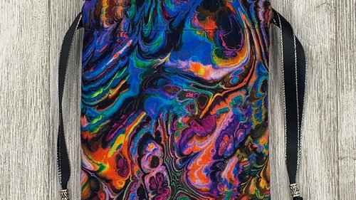 Oil Spill Tarot Bag/ Custom Tarot Pouch/ Keepsake Bag / Drawstring Bag / Oracle Bag / Crystal Bag / Tarot Pouch / Cosmetic Bag