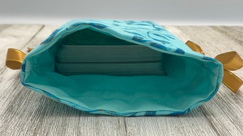 Blue Leaves Tarot Bag/ Custom Tarot Pouch/ Keepsake Bag / Drawstring Bag / Oracle Bag / Crystal Bag / Tarot Pouch / Cosmetic Bag