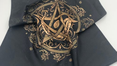 Triple Moon Pentacle Altar Cloth, Tarot Cloth, Altar Decor, Double Sided Altar Cloth, Wall Hanging, Dice Mat, Centerpiece